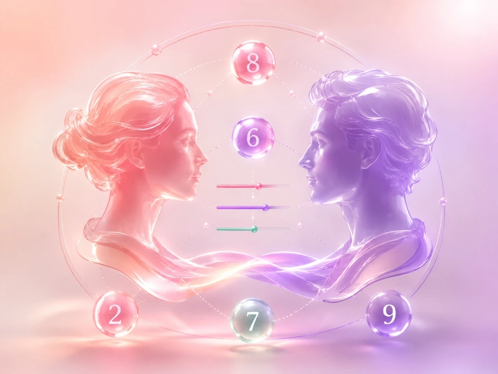 Two connected numerological portraits represented in NumaBond colors